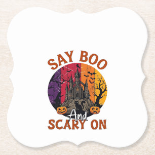 Sag Boo Gruseliges Halloween Spukhaus Schwarze Kat Untersetzer