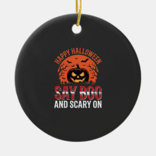 Sag Boo Halloween-Kürbisdesign_1 Keramik Ornament