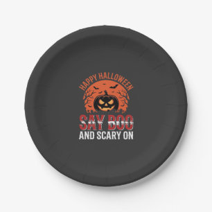 Sag Boo Halloween-Kürbisdesign_1 Pappteller