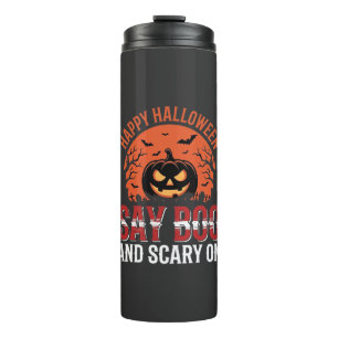 Sag Boo Halloween-Kürbisdesign_1 Thermosbecher