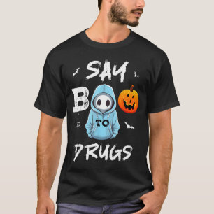 Sag Buh zu Drogen Lustiger Halloween-Rotband-Woche T-Shirt