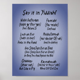 Sag es in jiddischem Poster