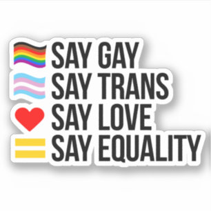 Sag Gay Sag Trans Sag Liebe Sag Gleichheit Aufkleber