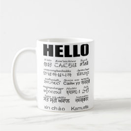 Sag Hallo in 15 asiatischen Sprachen. Kaffeetasse