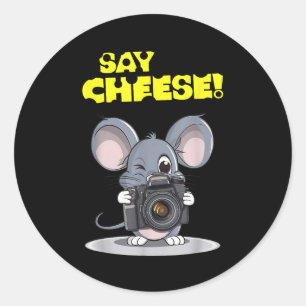 Sag Käse Lustige Maus Fotograf Foto Kamera H Runder Aufkleber