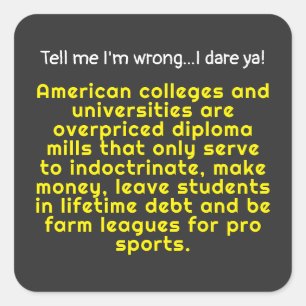 Sag mir, ich bin falsch-amerikanische Unis & Unive Quadratischer Aufkleber