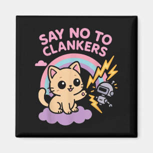 Sag Nein zu Clankers Anti-AI-Robotern Süße Katze R Magnet