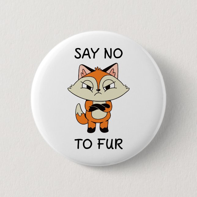 Sag nein zu Fur - Sad Fox Button (Vorderseite)