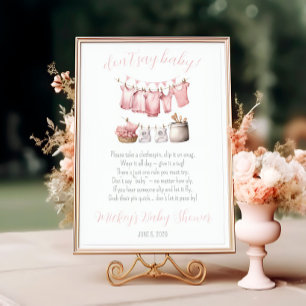 Sag nicht Baby! Rosa Wäscheleine Babyparty-Spiel Einladung