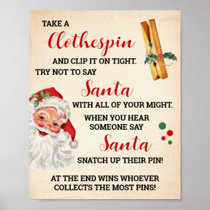 Sag nicht Santa Weihnachten Wäscheklammer Spiel Sc Poster