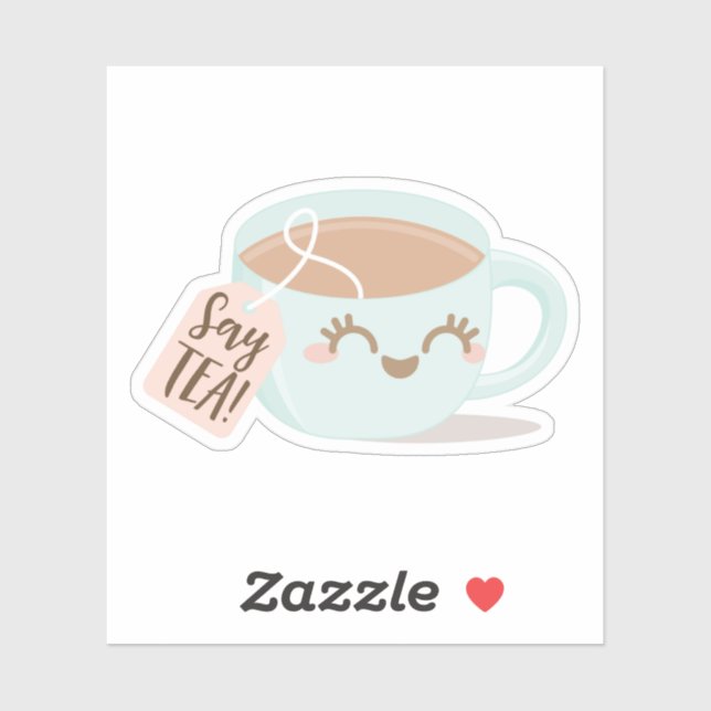 Sag Tee! Niedliche Kawaii Style Tea Cup Illustrati Aufkleber (Blatt)