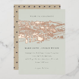 Saga Green Rose Gold Foil Weinkeller Folieneinladung