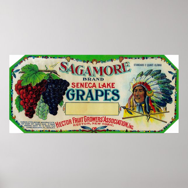 Sagamore Grape LabelHector, NY Poster (Vorne)