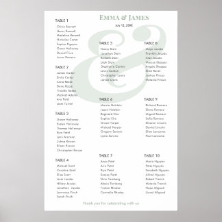Sage Ampersand Hochzeit | 10 Sitzplan Poster