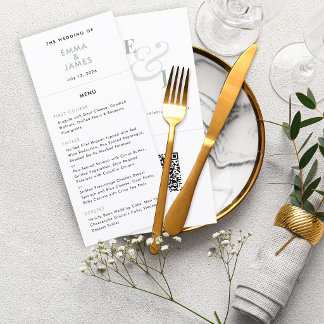 Sage Ampersand Hochzeit | QR-Code | Elegant Menükarte