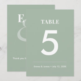 Sage Ampersand Mariage | Numéro de table moderne