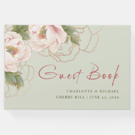 Sage and Blush Peony Floral Gästebuch