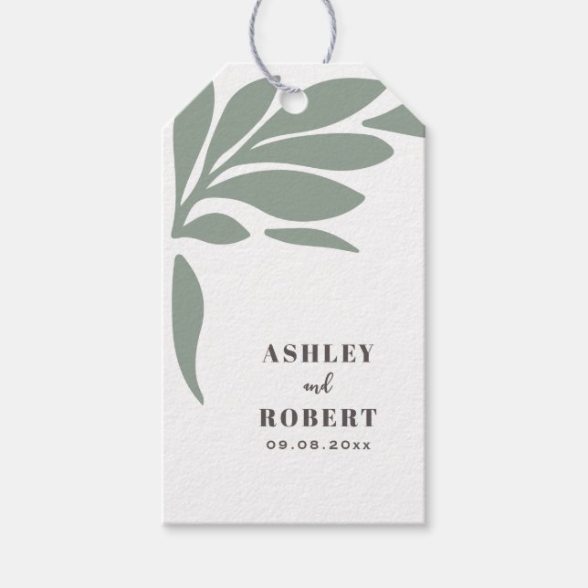 Sage and Blush Tropical Abstract Floral Wedding Geschenkanhänger (Vorderseite)