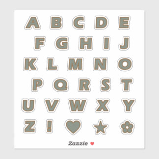 Sage and Bronze Hauptstadt Letters Alphabet Monogr Aufkleber