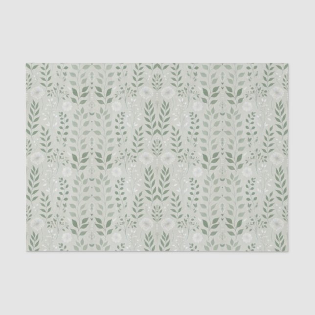 Sage and Dandelions Green Seidenpapier (Vorderseite)