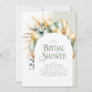Sage and Gold Boho Arch Elegantes Brautparty Einladung