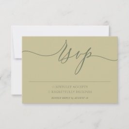 Sage and Gold Einfache Minimalistische Hochzeit RSVP Karte