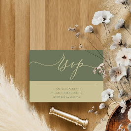 Sage and Gold Einfache Minimalistische Hochzeit RSVP Karte