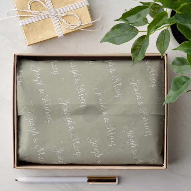 Sage And Ivory Custom White Wedding Tissue Paper Seidenpapier (Geschenk)