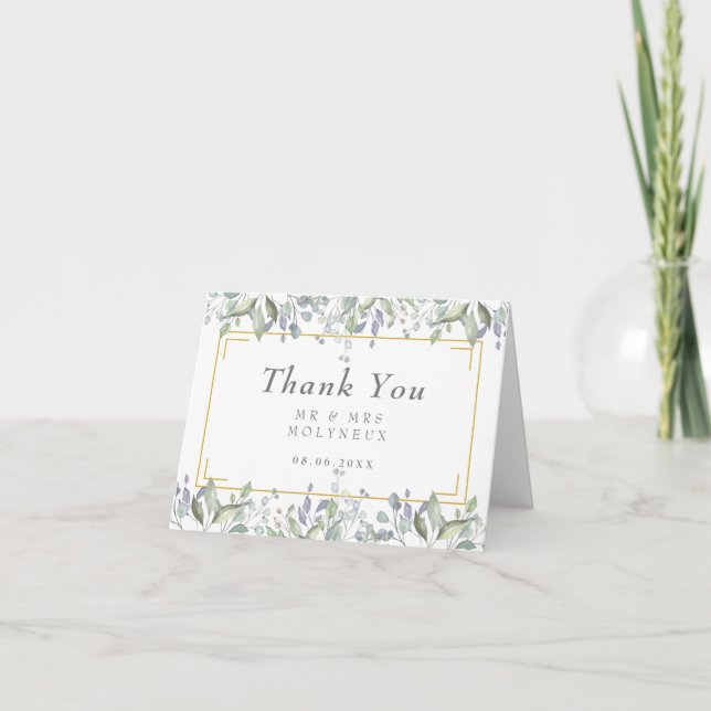 Sage and Lilac Floral Wedding Vielen Dank Karte (Vorderseite)