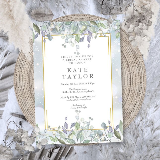 Sage and Lilac Floral Winter Brautparty Einladung (Sage and Lilac Floral Winter Bridal Shower Invitation)