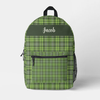 Sage and Olive Plaid Bedruckter Rucksack