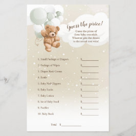 Sage Balloons Teddy Bären schätzen das Preisspiel Flyer