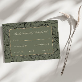 Sage Beige Elegante Script Response Card RSVP Karte