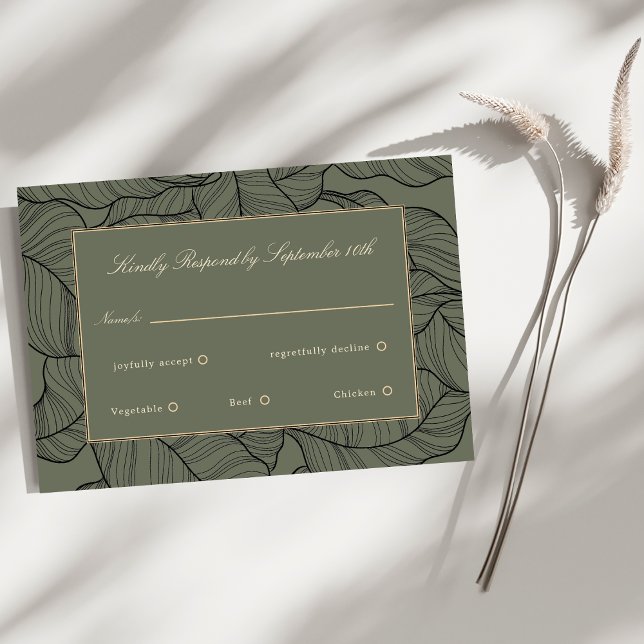 Sage Beige Elegante Script Response Card RSVP Karte (Von Creator hochgeladen)