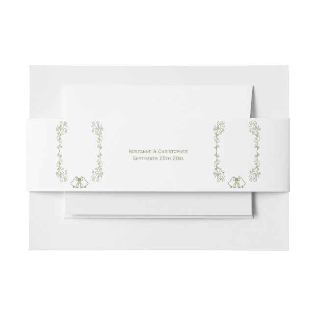 Sage Bells Scrollwork Design Wedding Einladungsbanderole (Vorderseite Beispiel)