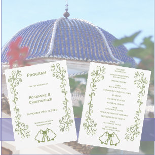 Sage Bells Scrollwork Design Wedding Programm