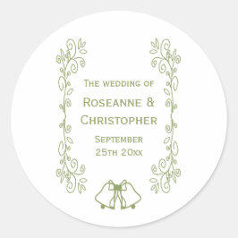 Sage Bells Scrollwork Hochzeitsdesign Runder Aufkleber