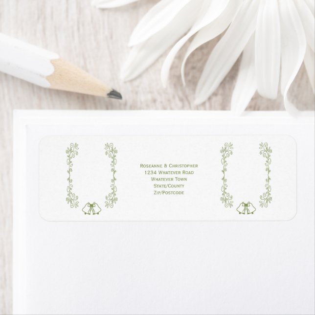 Sage Bells Scrollwork Wedding Rücksendeadresse (Insitu)