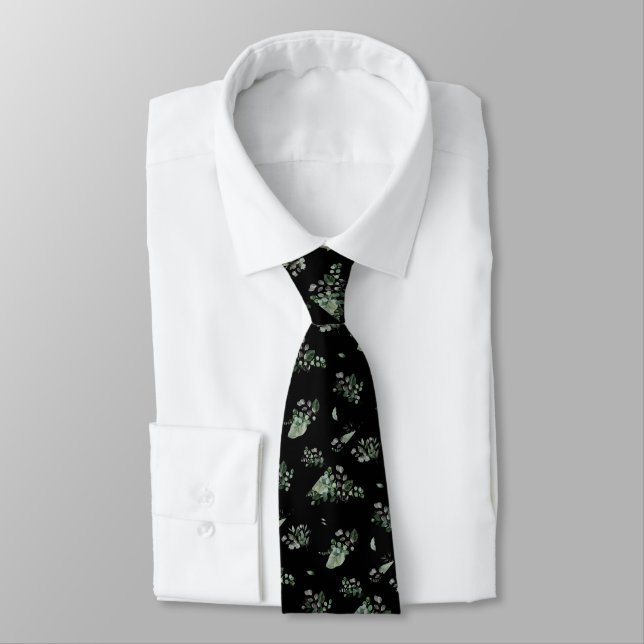 SAGE BLACK BOTANICAL EUCALYPTUS CRAVATE BLANCHE (Attaché)