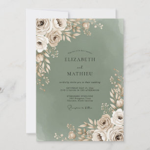 Sage Bloom Romantische Hochzeit Einladung