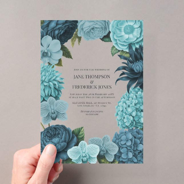 Sage Blue, Glacier Teal & Ice Mint Wedding Acryleinladungen (Insitu (Handheld))