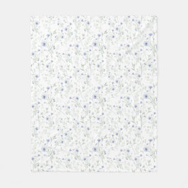 Sage Blue Watercolor Wildflower Fleecedecke