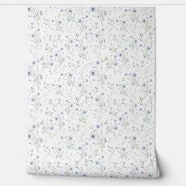 Sage Blue Watercolor Wildflower Tapete
