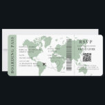 Sage Boarding Pass Hochzeit in Urlaubsort QR-Code Einladung<br><div class="desc">Sage Green Boarding Pass Hochzeitskarte Einladung mit einem Ziel Weltkarte,  Wedding Pass,  Hochzeit in Urlaubsort,  Passport mit QR Code Rsvp Karte.</div>