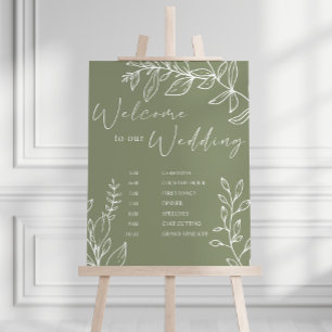 Sage Boho Blume Hochzeitsplan Poster