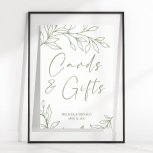 Sage Boho Blumen Einfache Hochzeitskarte & Geschen Poster