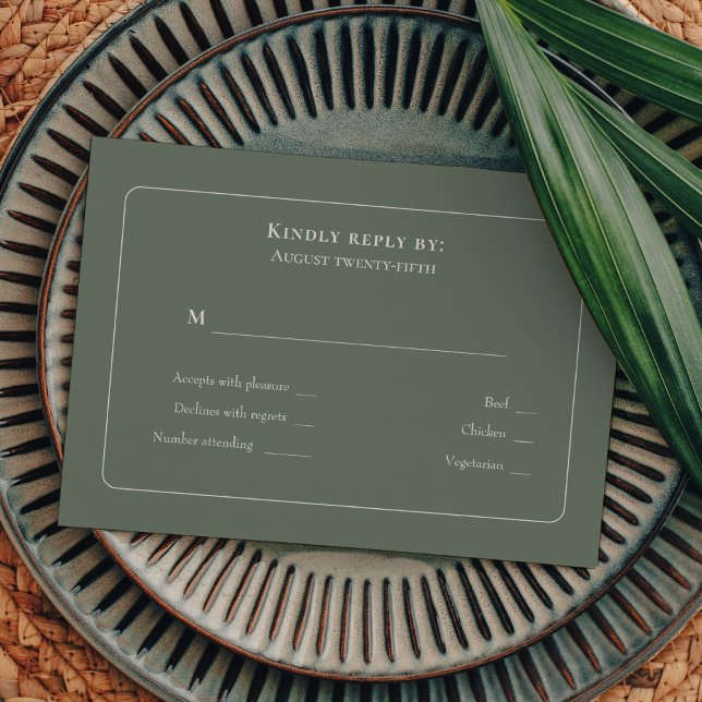 Sage Boho simple Mariage vert Menu Choix RSVP (Créateur téléchargé)