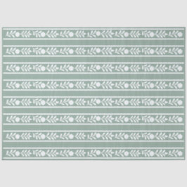 Sage Bone Inlay Floral Border Decoupage Paper Seidenpapier