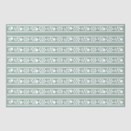 Sage Bone Inlay Floral Border Decoupage Paper Seidenpapier