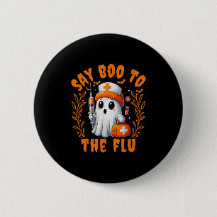 Sage Boo zu einem grippeähnlichen Halloween-Impfkü Button